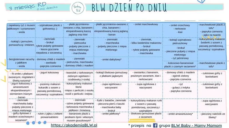 Jak zbudować jadłospis dla 7-miesięcznego dziecka karmionego piersią?