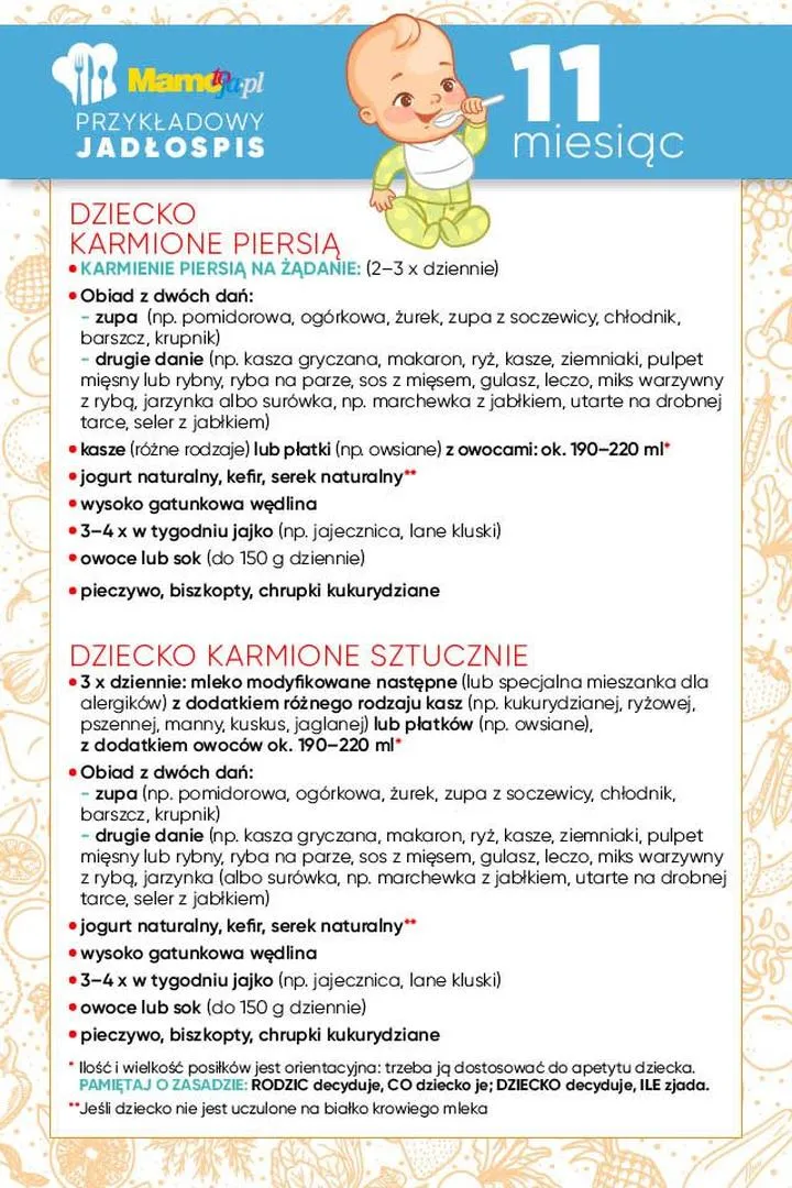 Jadłospis dla niemowlaka