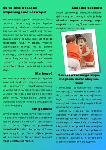 Wczesne wspomaganie rozwoju dziecka