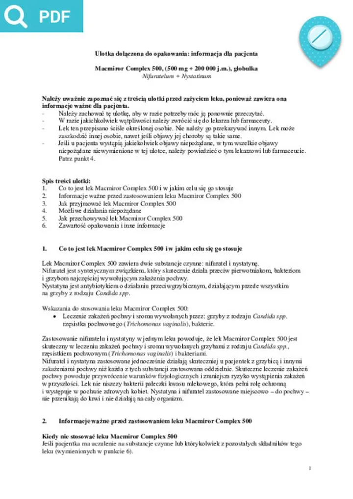 Wskazania do stosowania leku