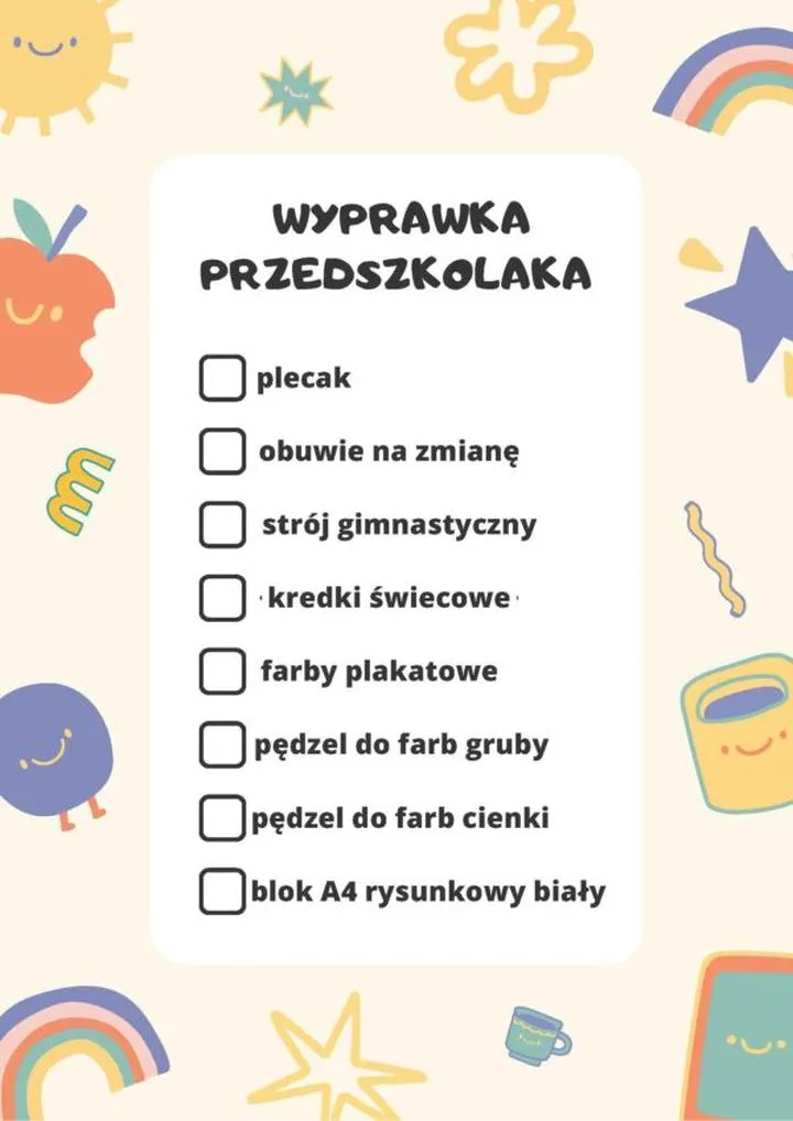 Wyprawka dla przedszkolaka
